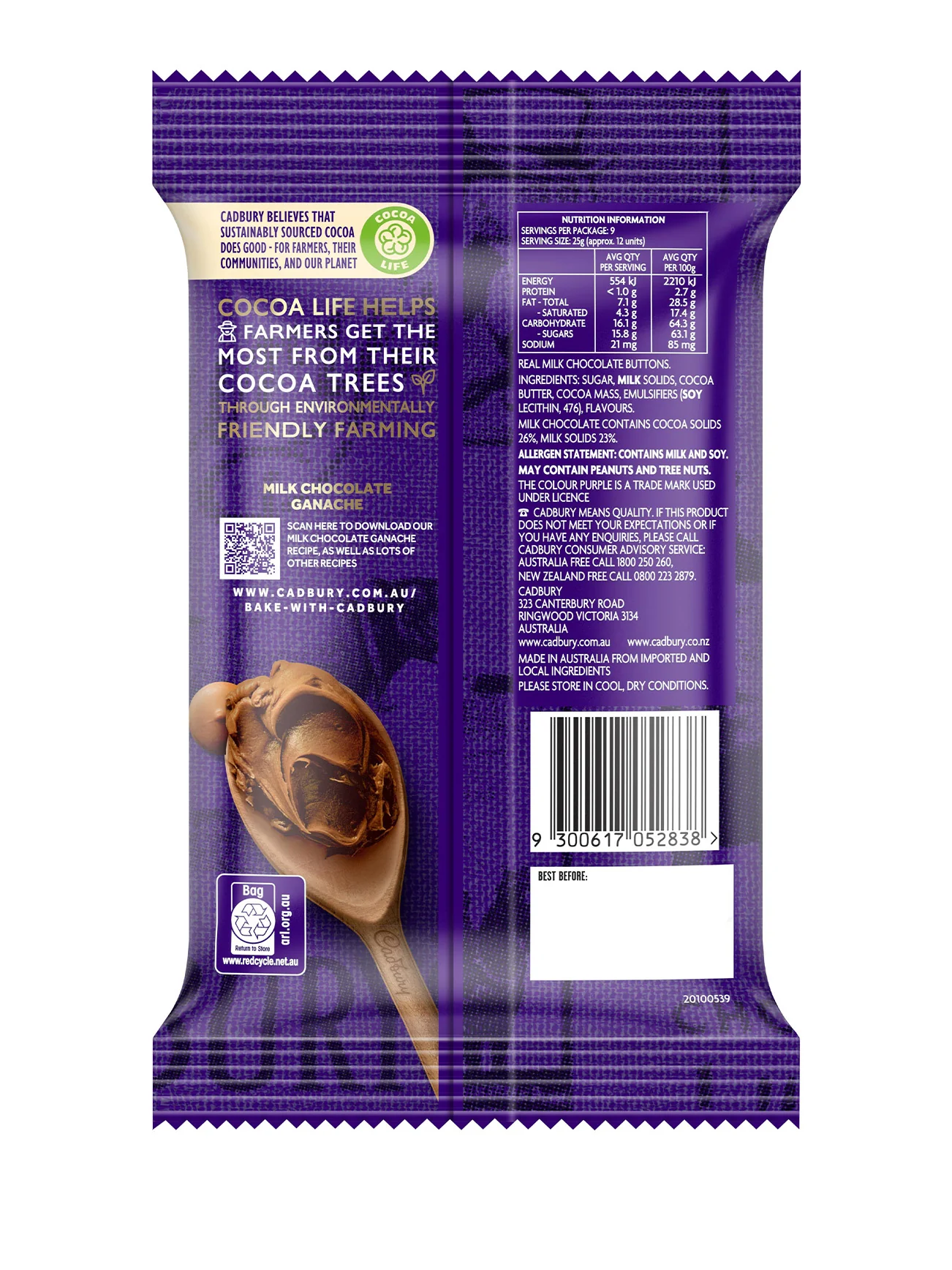 CADBURY BAKING MILK CHOC MELTS 225G - Image 5
