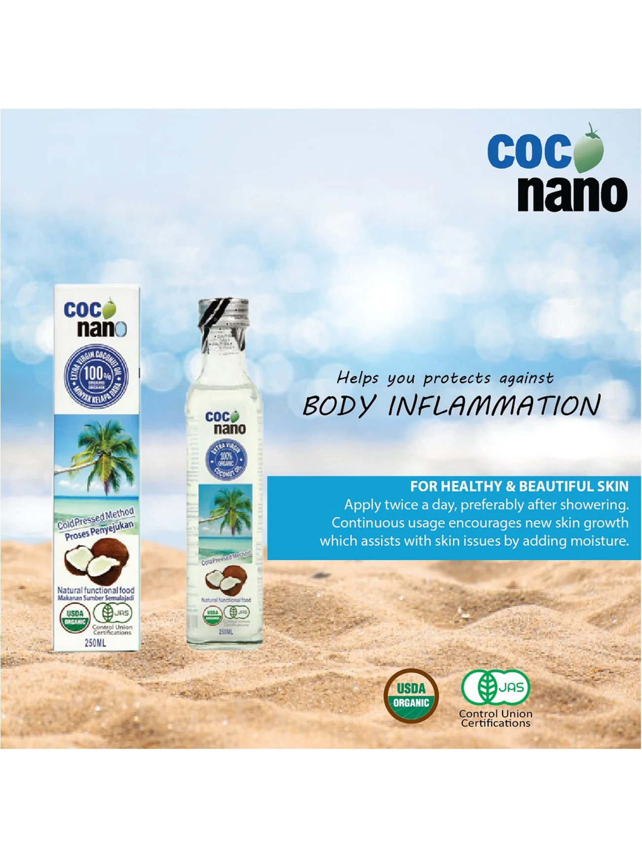 COCONANO ORG EXTRA VIRGIN COCONUT OIL 250ML - Image 3