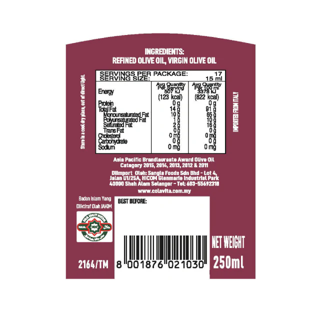 COLAVITA PURE OLIVE OIL 250ML - Image 6