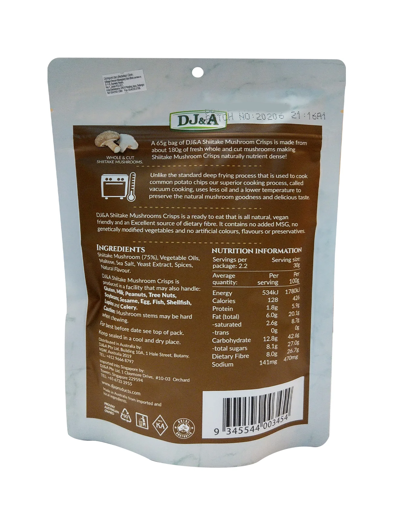 DJ&A SHIITAKE MUSHROOM CRISPS 65G - Image 3